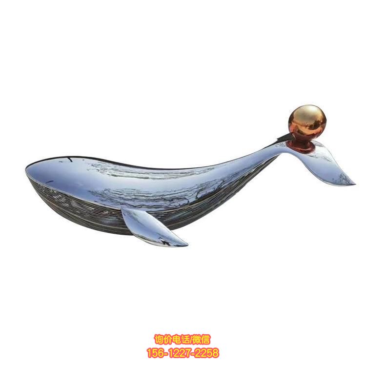 不銹鋼鏡面鯨魚雕塑，為園林廣場(chǎng)增添美景