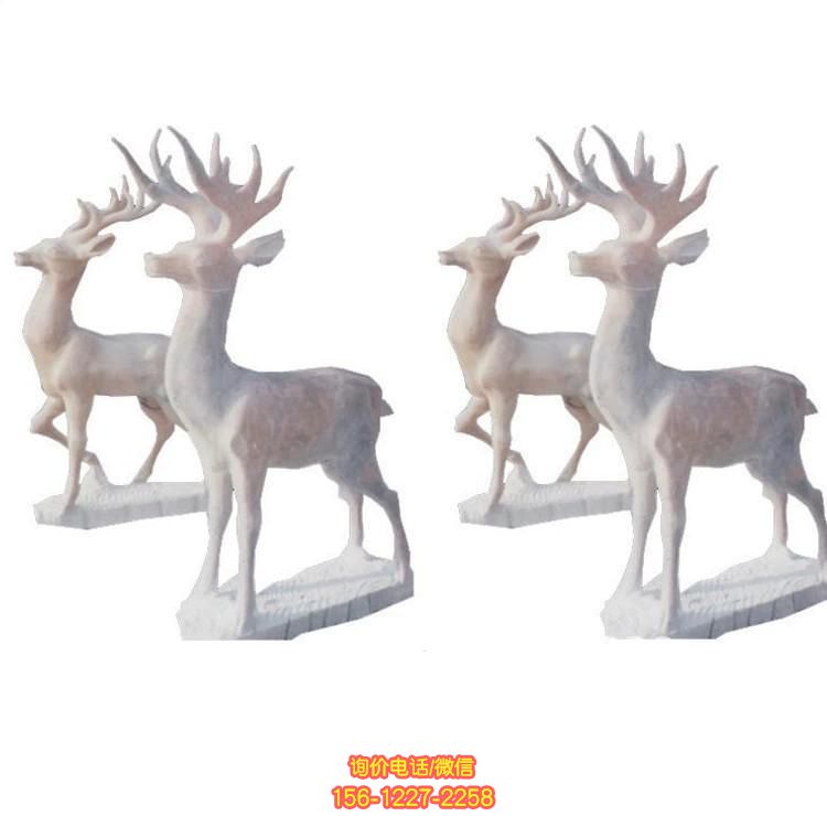 大理石石雕梅花鹿雕塑，點綴公園美景