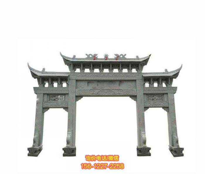 傳承仿古工藝，精美青石牌坊雕塑