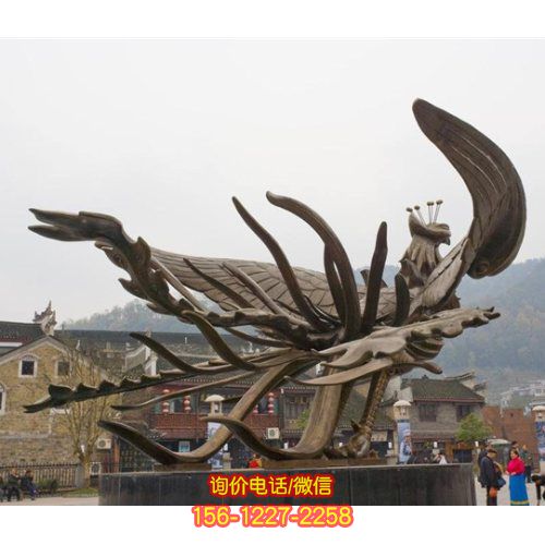 靈動優雅的銅雕鳳凰雕塑