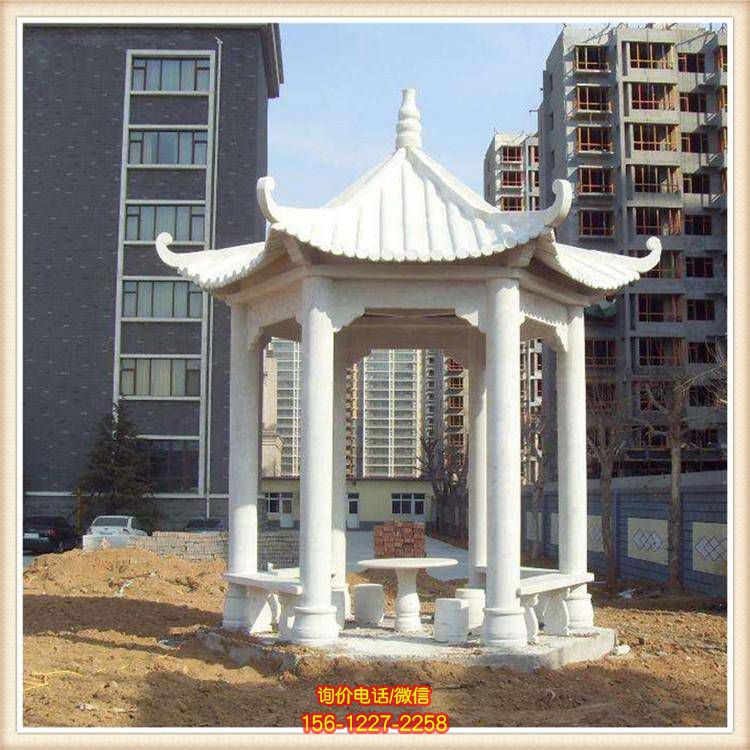 石亭子 景區石涼亭漢白玉石亭子石雕涼亭雕塑