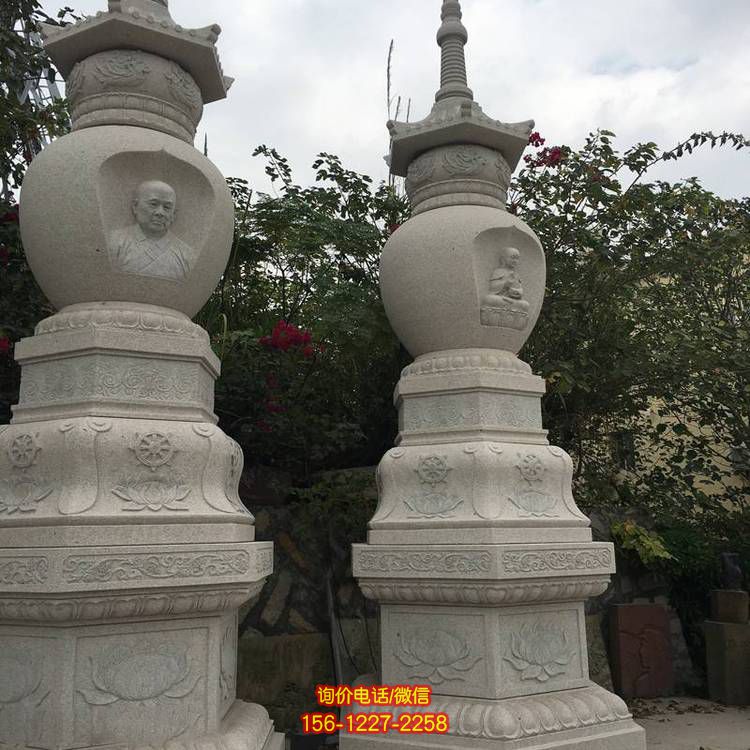 漢白玉浮雕寺院戶(hù)外花崗巖大理石仿古舍利塔