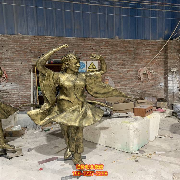 景區園林銅雕跳舞的少數民俗人物景觀雕塑