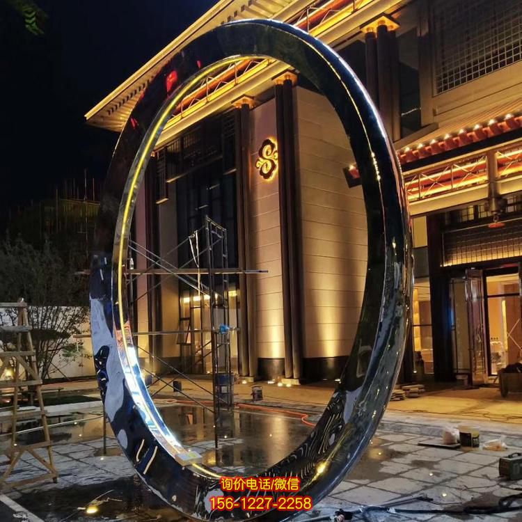 鏡面不銹鋼鏡面廣場水景圓環雕塑