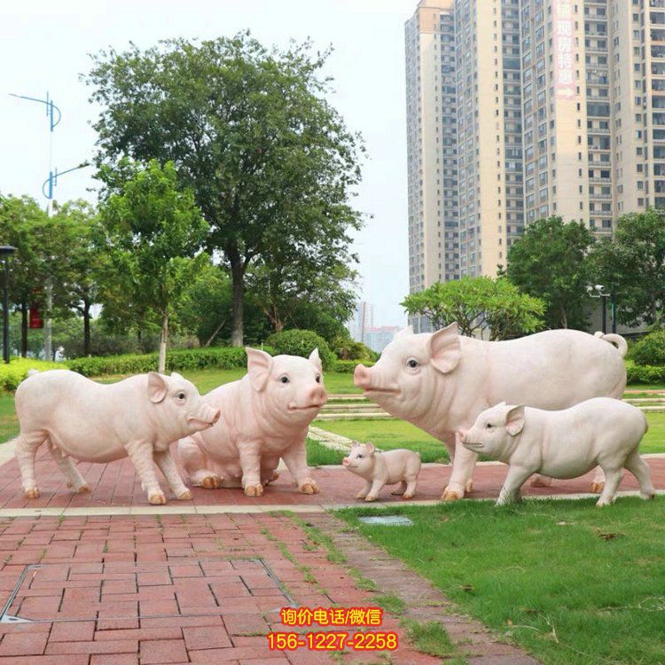 玻璃鋼仿真豬，豬仔仿真動物雕塑