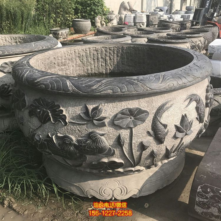 戶外青石浮雕創(chuàng)意浮雕園林景觀花盆雕塑 戶外青石浮雕創(chuàng)意浮雕園林景觀花盆雕塑