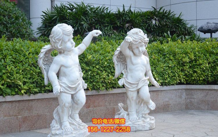 小區廣場擺放玻璃鋼小天使西方人物雕塑