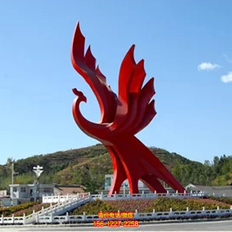 廣場不銹鋼抽象噴漆烤漆鳳凰雕塑 廣場不銹鋼抽象噴漆烤漆鳳凰雕塑