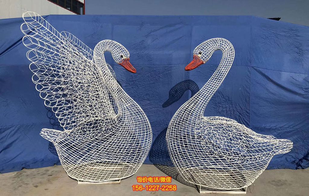 不銹鋼鏤空天鵝雕塑鐵藝戶外庭院美陳景觀金屬網格裝飾天鵝雕塑 不銹鋼鏤空天鵝雕塑鐵藝戶外庭院美陳景觀金屬網格裝飾天鵝雕塑