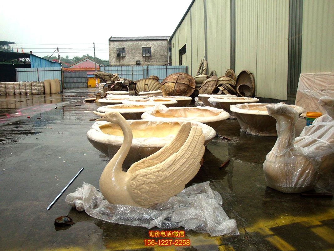 景區創意漢白玉卡通天鵝雕塑