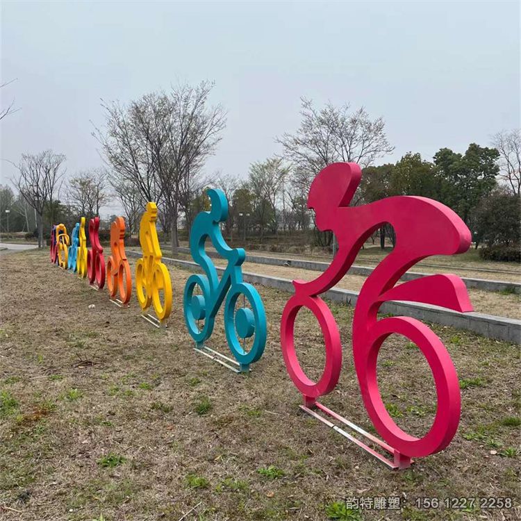 不銹鋼剪影騎車人物雕塑，抽象運動人物雕塑加工廠家