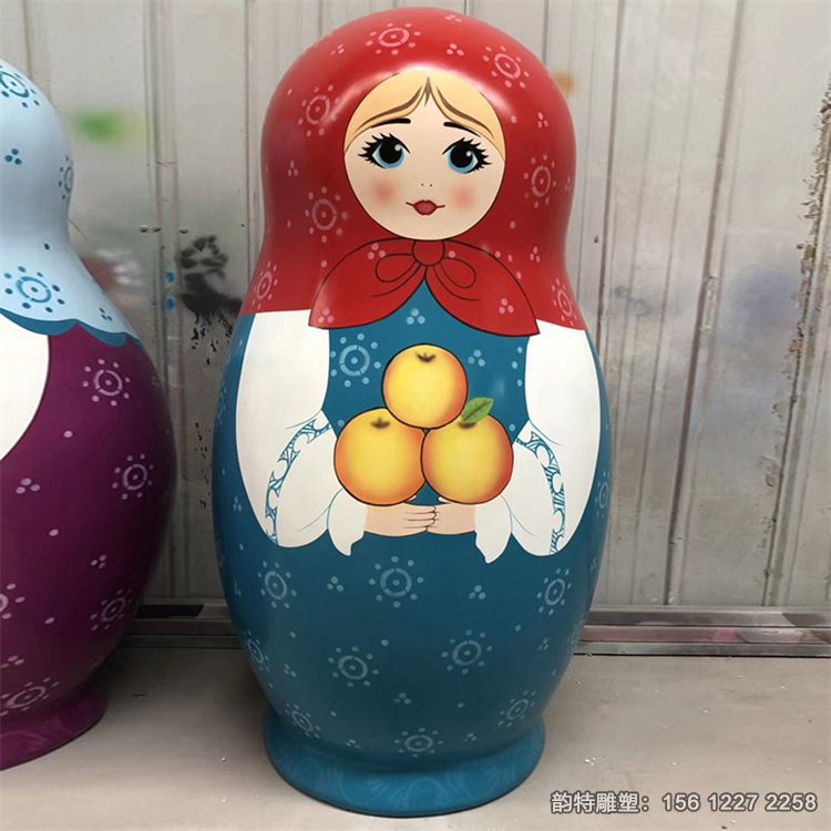 大型玻璃鋼套娃雕塑，彩繪娃娃雕塑大全