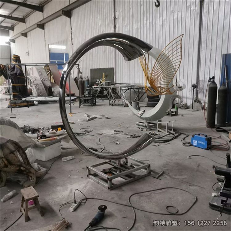 不銹鋼月亮圓環雕塑158