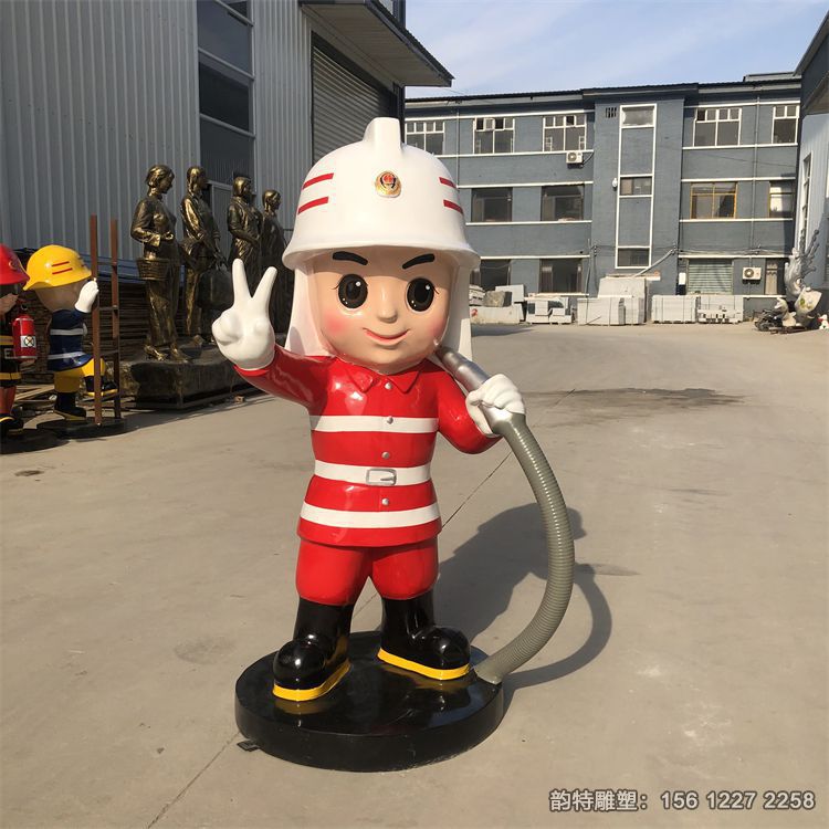 玻璃鋼消防戰(zhàn)士雕塑，抗震救災雕塑