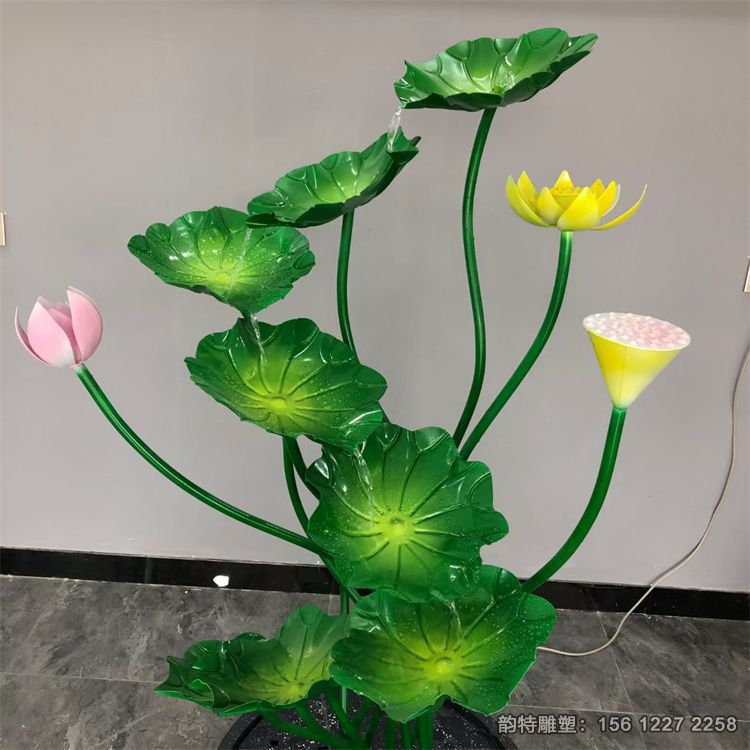 不銹鋼荷花雕塑，荷花荷葉雕塑