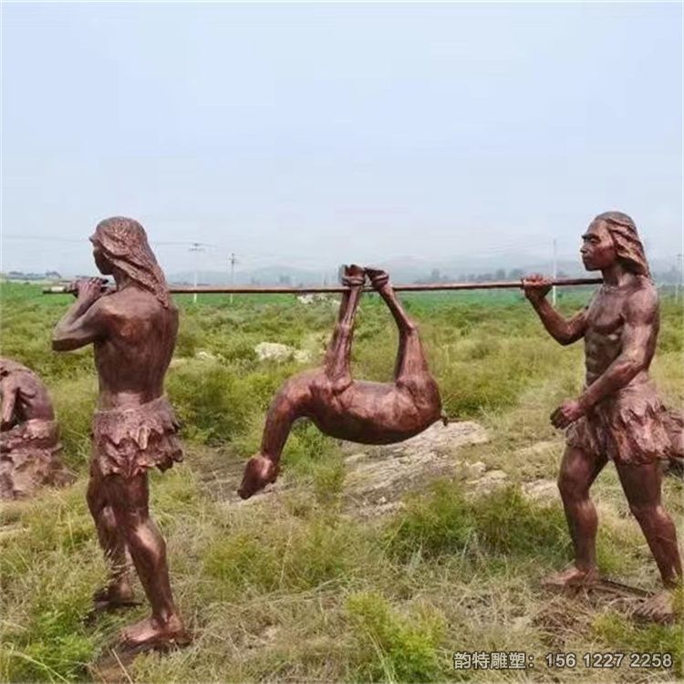 玻璃鋼原始人雕塑現貨，原始人山洞雕塑