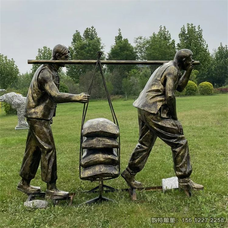 碼頭搬運工雕塑 玻璃鋼碼頭工人雕像
