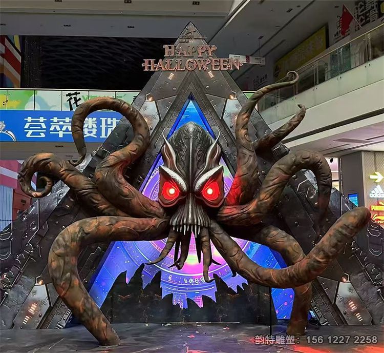 商場(chǎng)大型玻璃鋼章魚(yú)雕塑 海洋生物八爪魚(yú)圖片