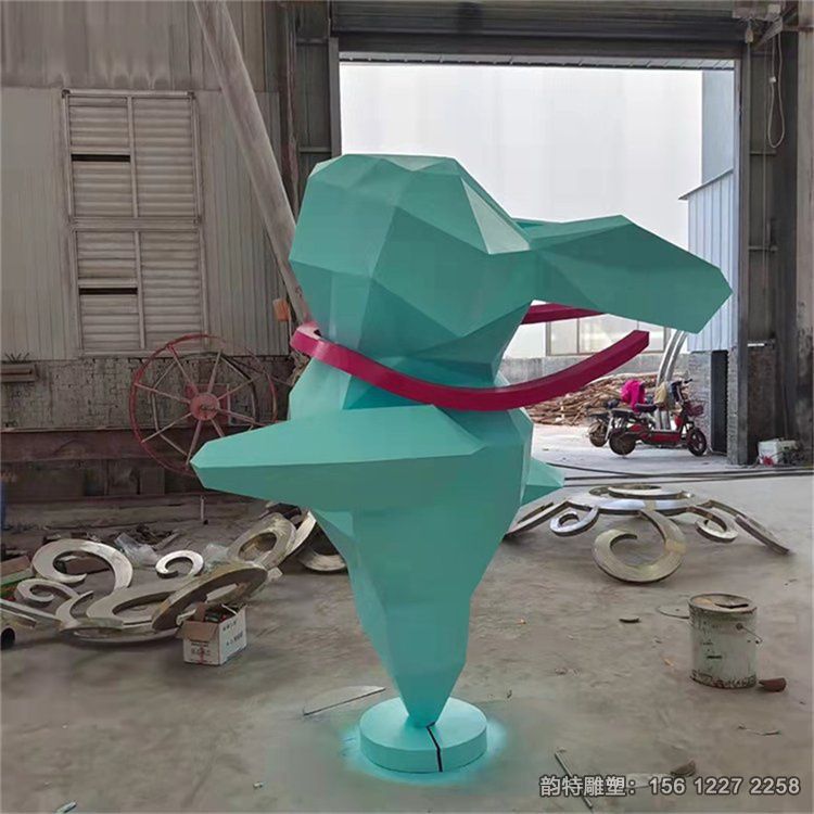 幾何切面不銹鋼兔子雕塑 戶外大型迎賓兔子定制