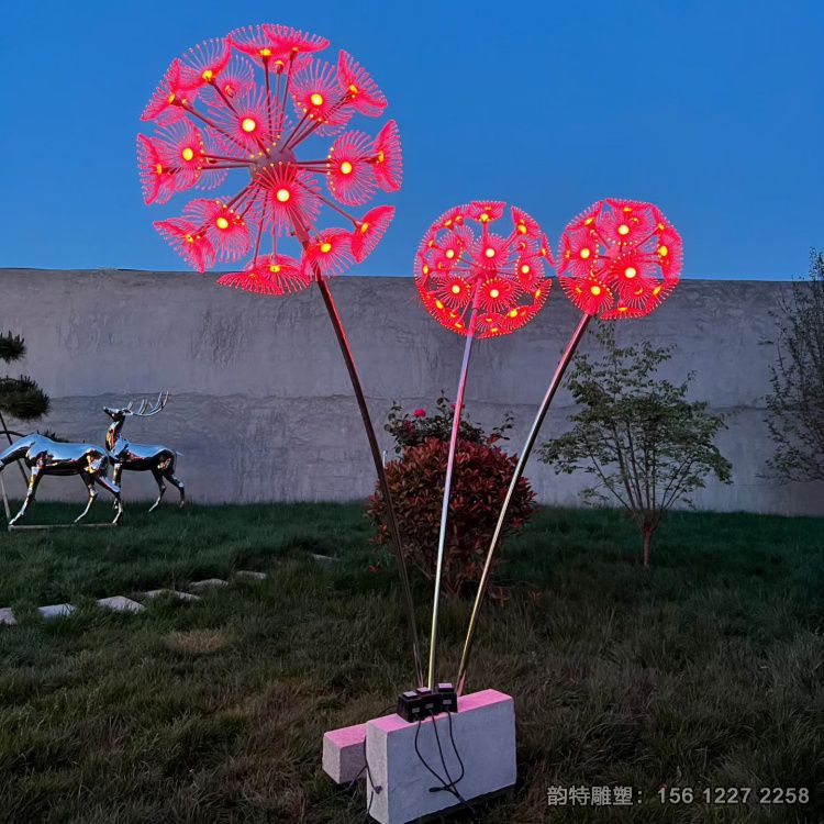 發(fā)光蒲公英雕塑 燈光有單色也有多色有亮色也有暖色