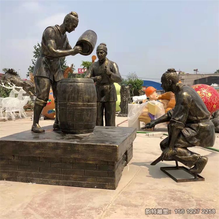 關(guān)于酒文化雕塑圖片 喝酒釀酒賣(mài)酒人物雕像