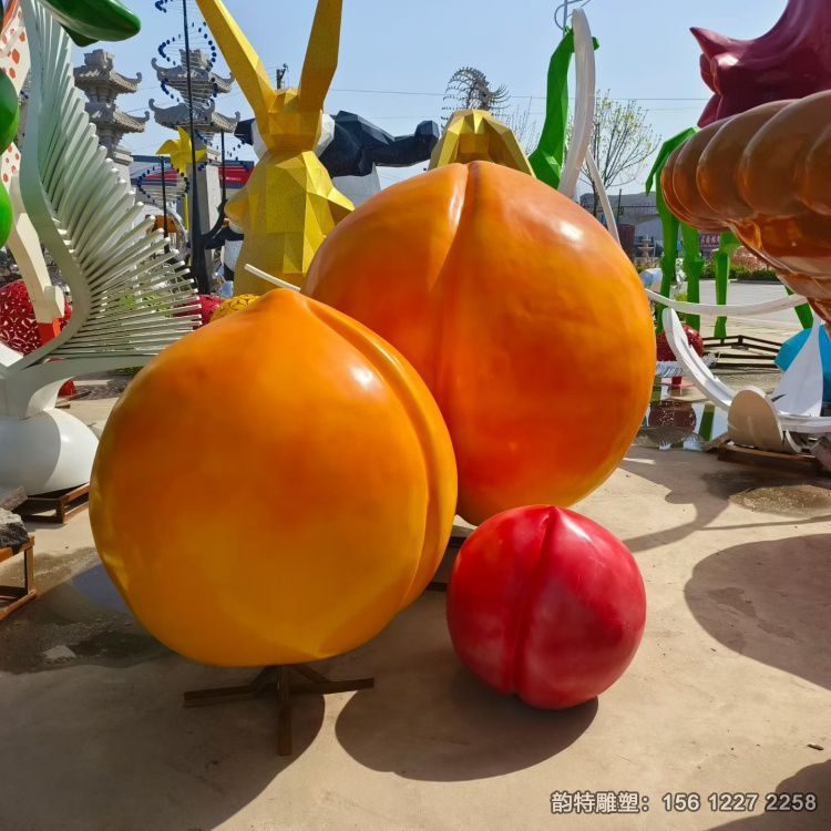 仿真桃子雕塑 它象征著長命、財運和完美